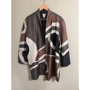 Chico's Travelers Collection Crushed Jacket 18 P Multicolor Classic Geo Swirl